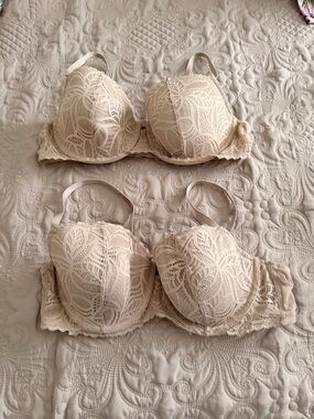 DKNY Lace Push-Up Bra Set in Beige-Cream